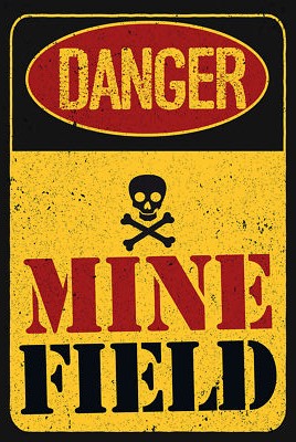 Blechschild 18x12 Achtung Danger Mine Field Minenfeld Wand Deko Bar Kneipe Samml