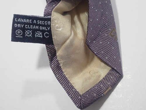 GUCCI GRAY w/ BROWN G's & WHITE PIN DOTS WOVEN 100% ITALIAN SILK NECK TIE 59.5" - Picture 3 of 11