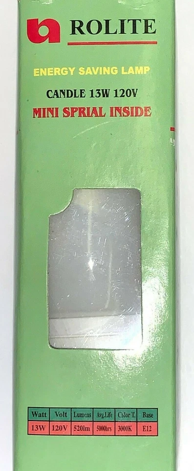 13W - 120V - 3000K- E12 Base Candelabra CFL Light Bulb (6 Pack) - Image 4 of 4