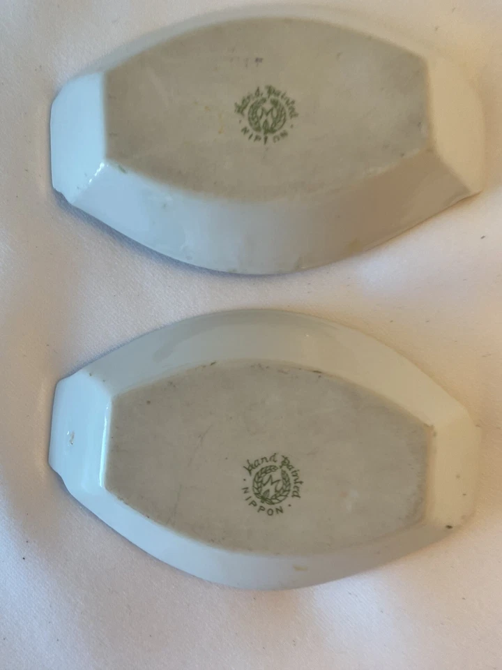 NIPPON Juego de 2 Platos Butter Pat Borde Dorado Pintados a Mano Foto 4 de 4