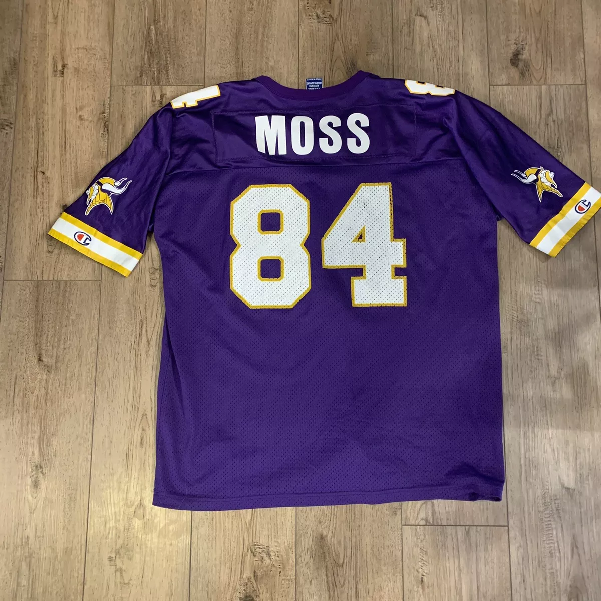 Men's Mitchell & Ness Randy Moss Purple/Gold Minnesota Vikings 1998 Split Legacy Replica Jersey