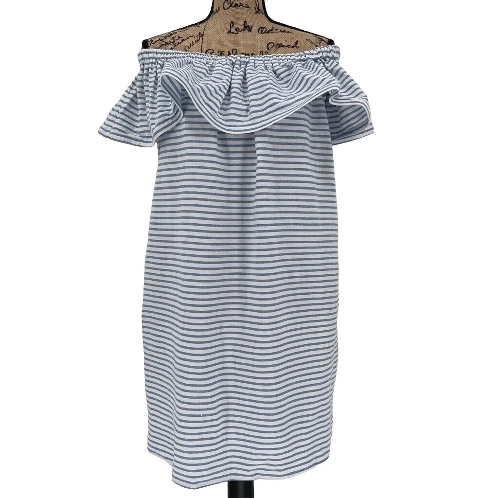 Cotton Short Sleeve Casual Striped Dresses for Women