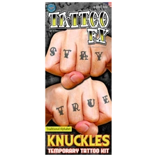 Knuckle Temporary Tattoo Alphabet Character Kit - Traditional Alphabet