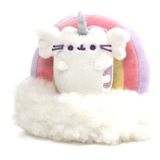 Gund Stuffed Super Pusheenicorn On Rainbow w/ Cloud Plush Magnet In Case Pusheen
