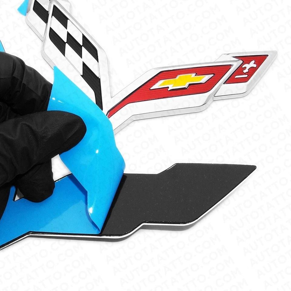 Juego de guardabarros delantero trasero cromado emblema deportivo Corvette C7 14-19 OEM Foto 3 de 4