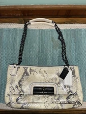Coach Embossed Python Snakeskin Kristin Willow 16869 Chain Zip Bag Crossbody
