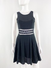Free People Black Sleeveless Fit & Flare Dress Size XS Floral Lace Detail A-Line