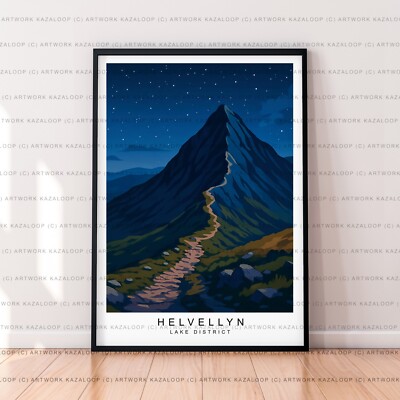 Nacht Helvellyn Lake District ungerahmtes Poster Berg Illustration Helvellyn