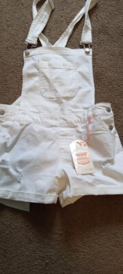 Wax Jean White Overall Shorts Basic Denim Medium NWT Shortalls