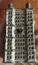 Antique A C Williams Cast Iron Skyscraper Building Money Bank 5.5”
