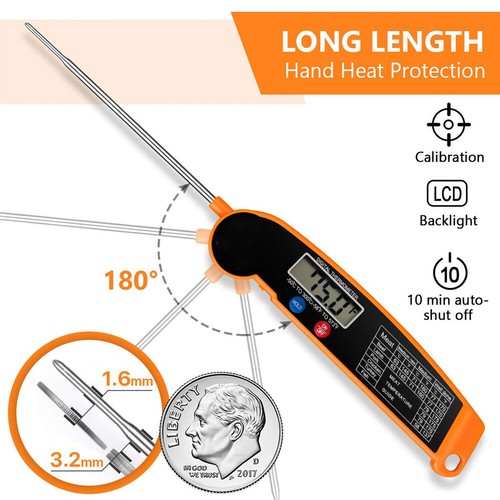 Foldable Digital Thermometer Probe Gauge Temperature Kitchen Cooking BBQ Meat AU - Picture 8 of 14