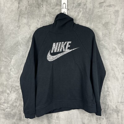Nike 829634 010 Women's Rally Funnel Neck Black Silver Pullover