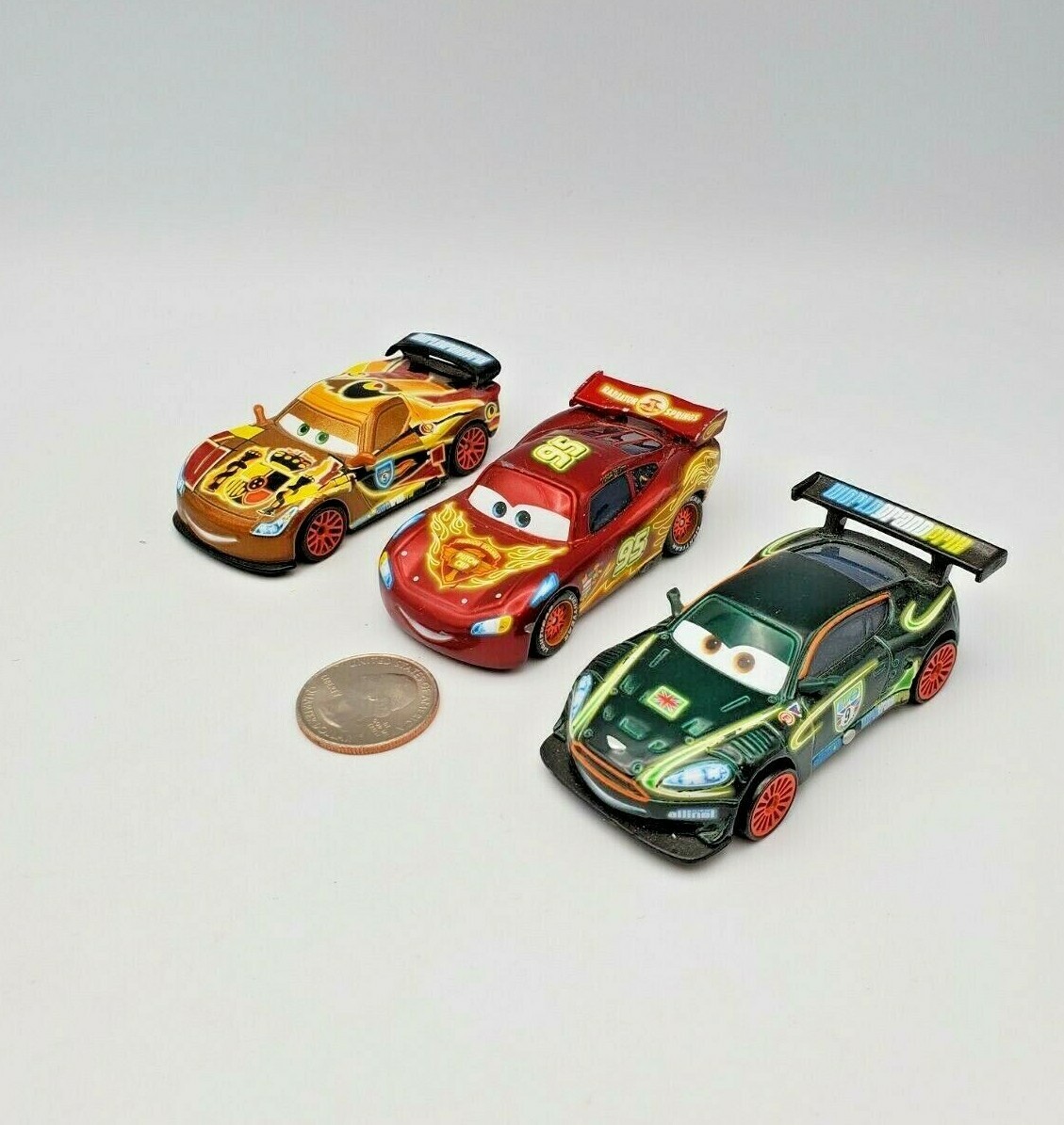 Disney Pixar Cars Neon Racers Lot x3 Lightning Miguel Nigel