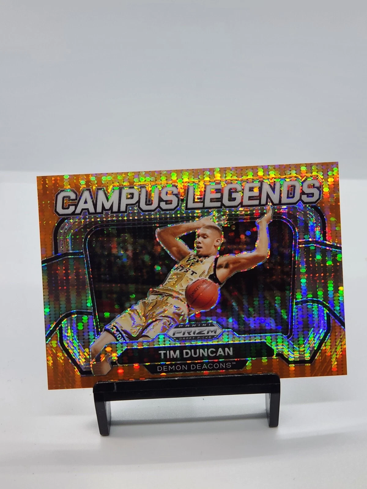 2024 Panini Prizm Draft Picks Tim Duncan Campus Legends Orange Pulsar /49 SP