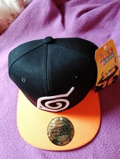 Naruto Konoha Shippuden Snapback Baseball Cap Hat Black Orange Official BNWT
