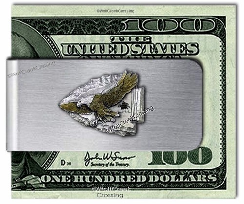 Sacred Eagle Native Spirit Indian Warrior Arrowhead Stainless Steel Money Clip - Picture 15 of 16