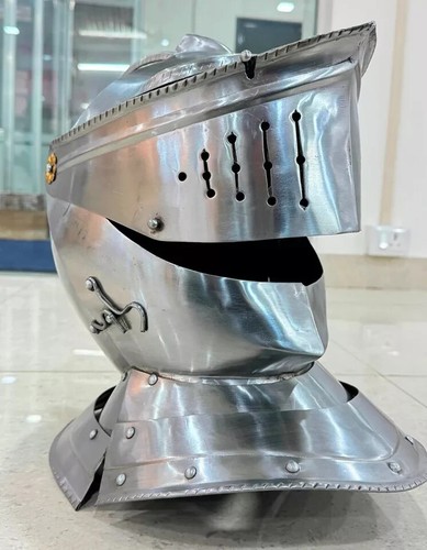 Mittelalter Ritter Rüstung europäischer geschlossener Helm voll tragbar Halloween Kostüm - Bild 4 von 11