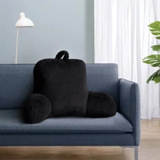 Soft Faux Fur Plush Bedrest Lounge Pillow Extra Cozy Comfort Relaxing Black