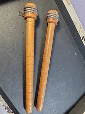 Lot of 2 Vintage Industrial Wood Spools Bobbins Spindles Quills