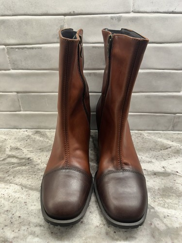 ARA Luftpolster Brown Leather Square Toe Chunky Heel Boot Size 7 NEW - Picture 3 of 17