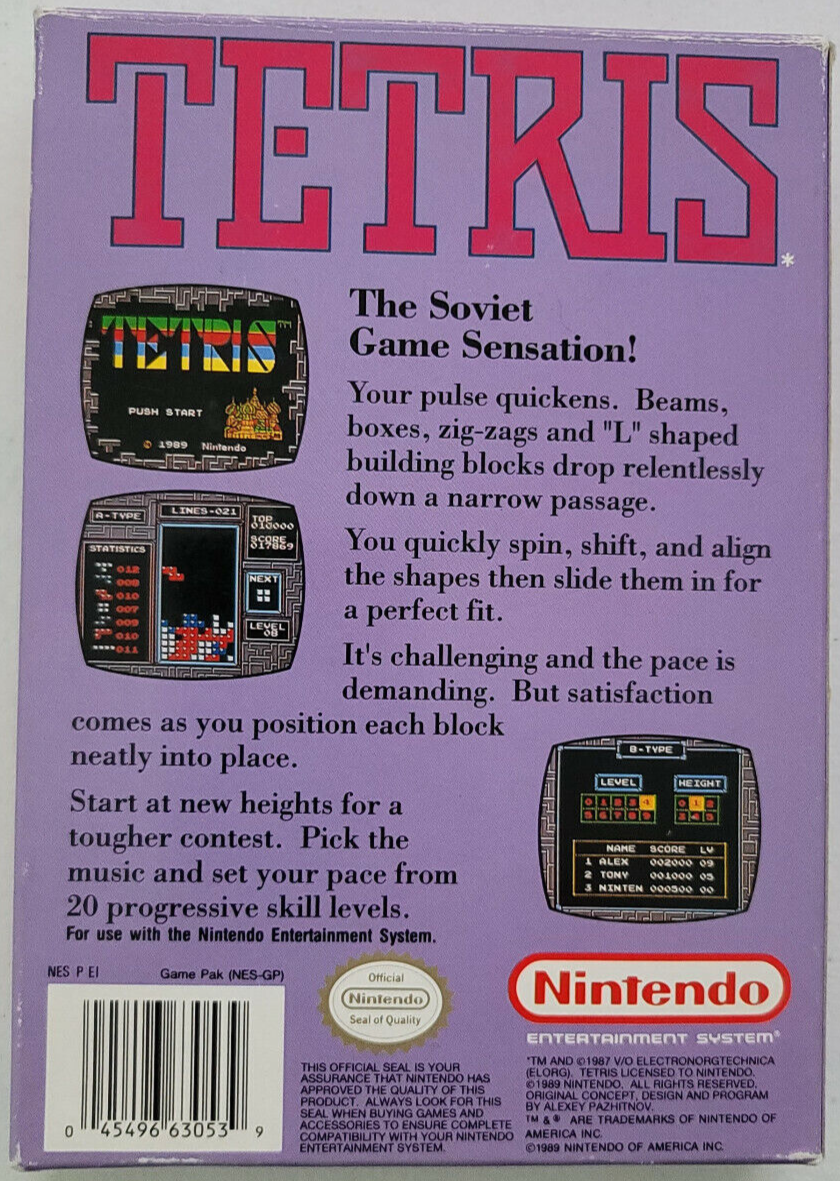 は Tetris (Nintendo Entertainment System, 1989) Authentic & Complete