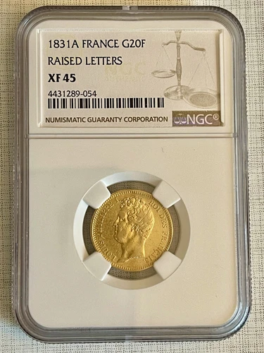 France 1831A Raised Letters Louis Philippe I 20 Francs Gold NGC XF45 SKU# 5906