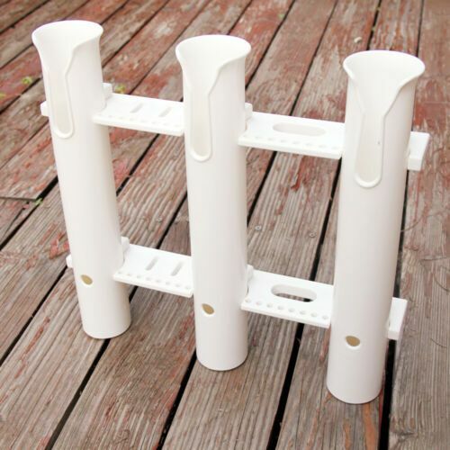 US 3 Tube Boat Fishing Rod Holder Boat Marine Plastic Mount 