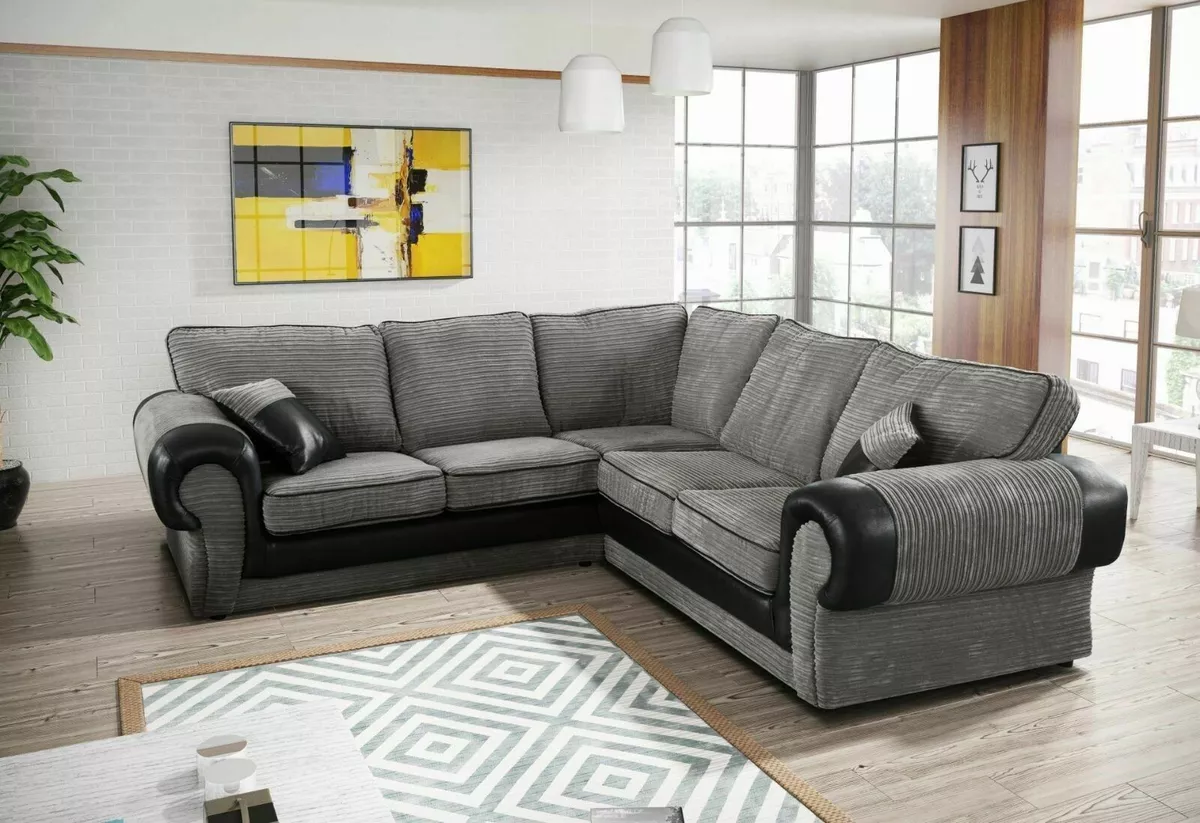 Kingsize Corner Sofa Fabric Grey Black Brown Mocha Soft Original