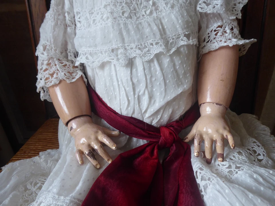 Simon Halbig Muñeca Boca Abierta Cabeza Porcelana Tamaño 73cm Muñeca Antigua - Imagen 4 de 4