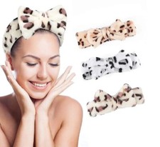 3 Microfiber Spa Headband w/ Bow Soft Skincare Makeup Facial Hairbands for Women