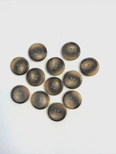 24 Buttons Rim Dark Brown Cream Plastic 4-Hole Sew Through Sewing 22 mm #BR15