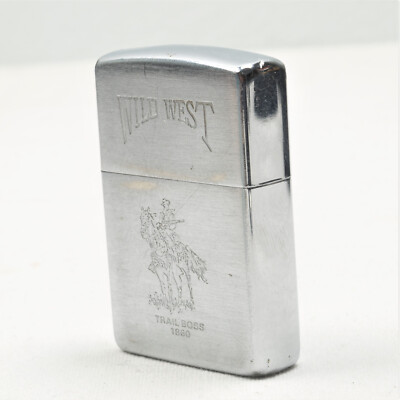 Zippo Lighter Wild West Trail Boss 1860 Brushed Chrome 1991 USA