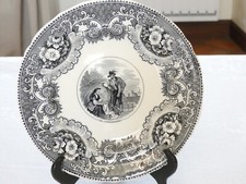 Ancienne ASSIETTE DESSERT faïence J.VIEILLARD Bx décor noir "Les Contrebandiers"