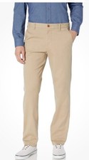 IZOD Men's Performance Stretch Straight Fit Flat Front Chino Pant Tan 32x30