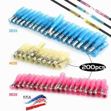 200pcs Heat Shrink Bullet Wire Connectors 22-10AWG Male Female Crimp Terminals