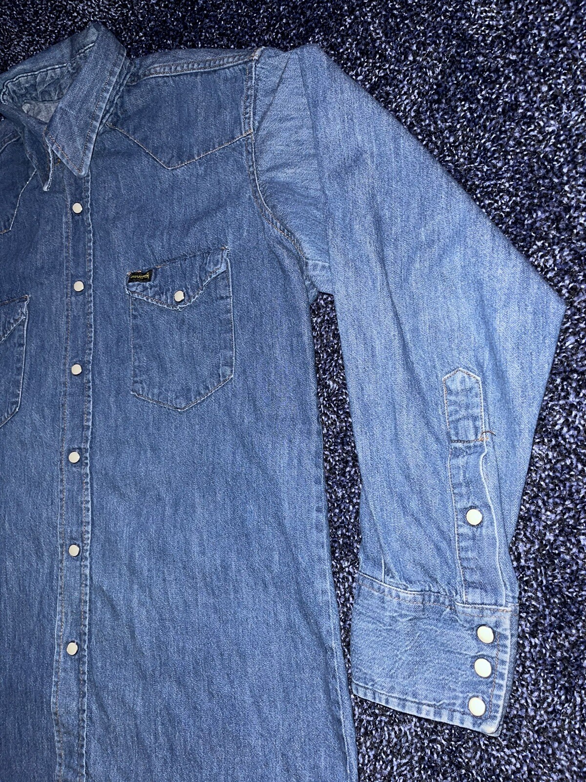 Vintage Maverick Mens Denim Shirt Pearl Snap Long Sle… Gem