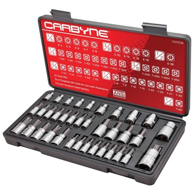 CARBYNE Torx Bit Socket & E-Socket (eTorx, External Torx, Female Torx) Set - ...