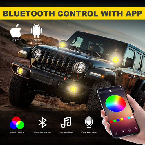 4 inch LED Pods Work Light BAR Multi-Color Chasing RGB Halo Strobe FIT For SUV b - Picture 6 of 8
