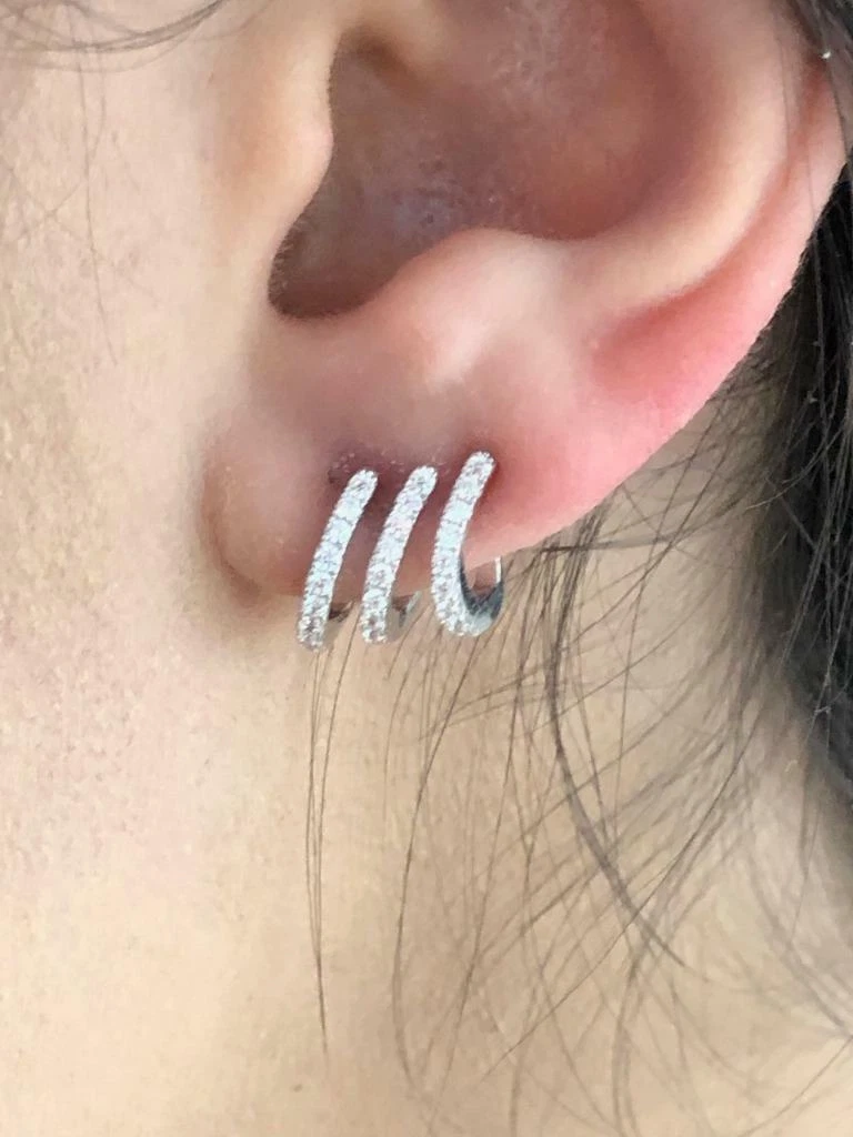 Platinum Sterling Silver White Sapphire Ear Lobe Crawler Design
