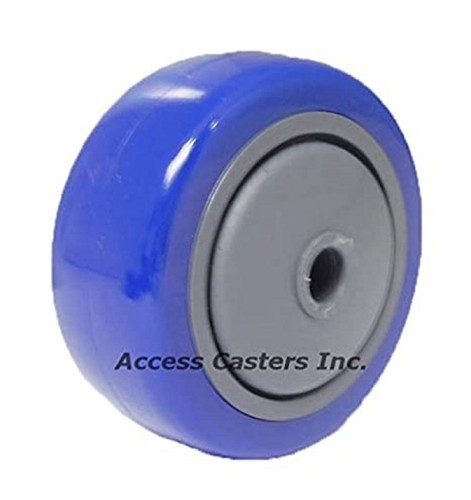 3P20PBG-SET 3" Caster wheel, Set of 4, Blue Poly Tread ,2 Rigid 2 Swivel - Picture 2 of 3