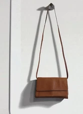 HOBO INTERNATIONAL Slim Crossbody Organizer Bag Brown Lether Handbag
