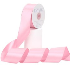 Pink Satin Ribbon Double Faced 2 Inch x 25 Yards, Premium Gift Wrap Craft Bow