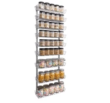 Adjustable Wall Mount Spice Rack, 9-Tier Dual-use (Multi-use) Organizer, Silver