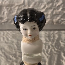 2 1/2" Antique 1860 Civil War Flat Top Glazed Porcelain China Shoulder Head Doll