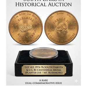 A RARE DUAL-COMMENORATIVE ISSUE-US bi-centenial  medal (PLANTER JOE/MT RUSHMORE)