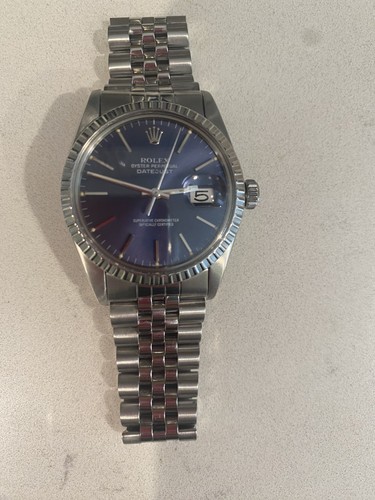rolex datejust 16030 blue stainless steel