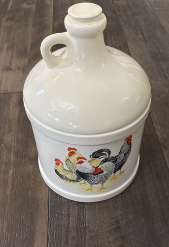 Vintage Ceramic Rooster Crock Jug Farmhouse Country Kitchen Decor Chicken 12”