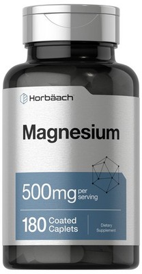Horbäach Magnesium 500mg | 180 Caplets | Vegetarian, 180 Count (Pack of 1) 