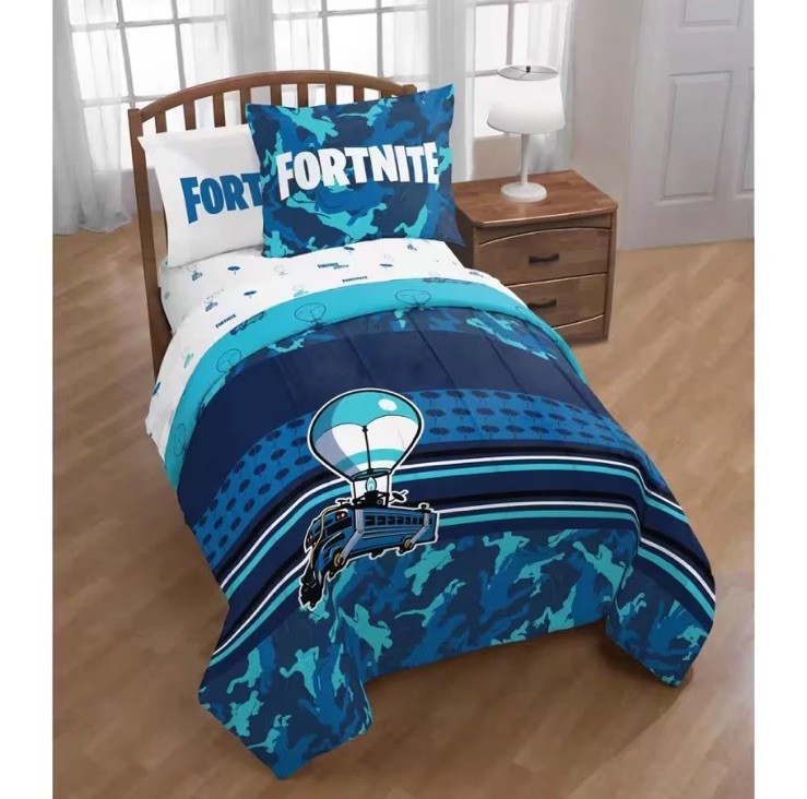 Fortnite "Battle Bus" Twin Comforter Set Microfiber New