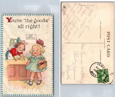 Shop Counter Children Humor Flint MI Postcard